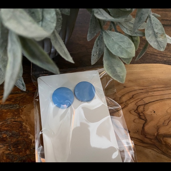 Handmade Abstract Polymer Clay Small Circle Studs - Picture 4 of 4